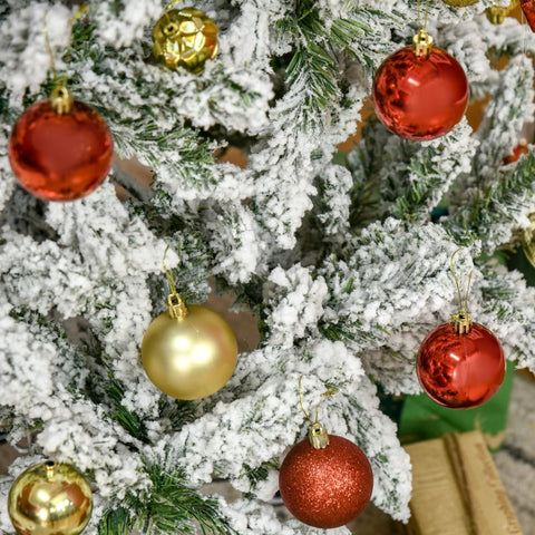 Rootz Artificial Christmas Tree - Frosty Xmas Tree - Snow Sprayed Pine - Easy Assembly - Flame Retardant - 85cm x 150cm - Green + White