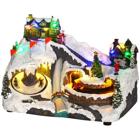 Rootz Christmas Village Set - Holiday Decor - Festive Display - LEDs & Fiber Optics - 34cm x 21cm x 23cm