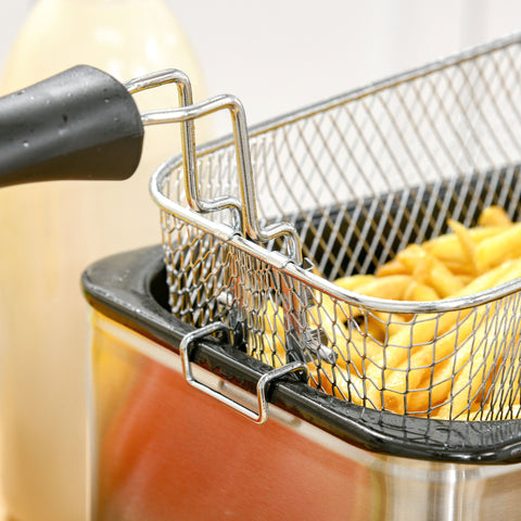 Rootz 3L Deep Fryer - Oil Cooker - Electric Fryer - 2000W Power - Black and Silver- Transparent Lid - 40.5cm x 24cm x 20.8cm