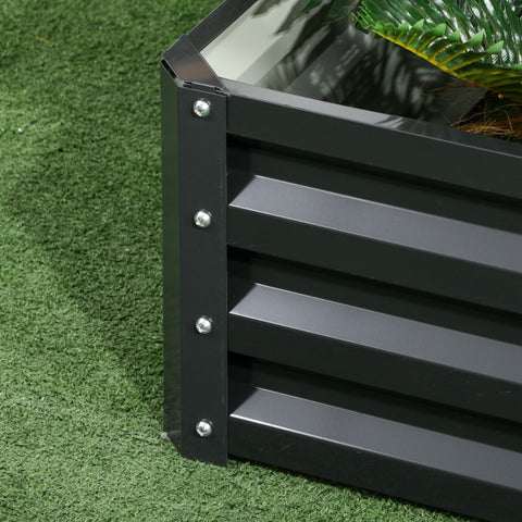 Rootz Square Steel Raised Bed - Planter Box - Garden Bed - Weatherproof, Open Bottom Design - 120cm x 101cm x 58cm - Grey