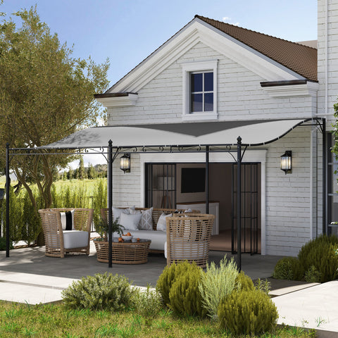 Rootz 3x5m Pergola - Garden Canopy - Outdoor Pavilion - Waterproof Tarpaulin - Metal Frame - 491cm x 298cm x 200/253cm - Stability & Elegance