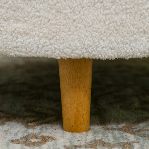 Rootz Stool - Teddy Fleece - Hidden Storage - Reversible Lid - Polyester - White - 56cm x 56cm x 42cm