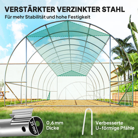 Rootz Poly Tunnel Greenhouse - Walk-in Tent - Growing House - Expand Cultivation Season - 600cm x 300cm x 197cm