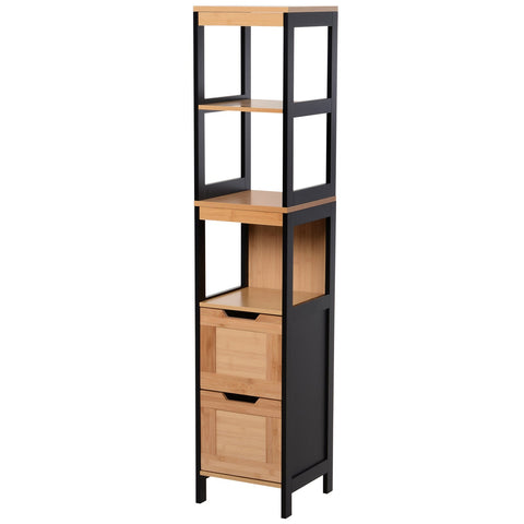 Rootz Bathroom Shelf Cabinet - Kitchen Storage - Bamboo MDF - Compact Organizer - 30 x 30 x 144.3 cm
