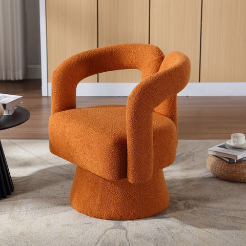 Rootz Swivel Office Chair - Bouclé Fabric - Barrel Design - 360-Degree Rotation - Dimensions: 67L x 55W x 74H cm