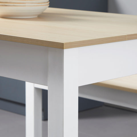 Rootz 3-Piece Dining Room Table Set - Adjustable Benches - Chipboard Dining Set - Space-Saving - 119cm x 70cm x 75cm