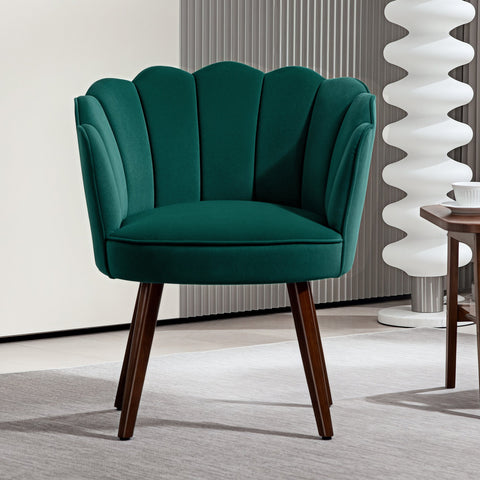 Rootz Fautalilage Coquillage Armchair - Velvet Chair - Shell Back Chair - Stylish Comfort - 66cm x 66cm x 78.5cm