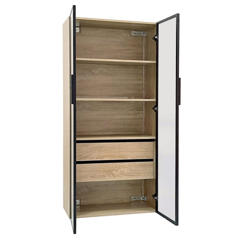 Rootz Bathroom Cabinet - Storage Unit - LED-Lit Cabinet - Modern Design - 74cm x 36cm x 155cm