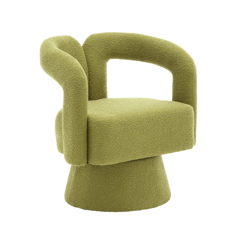 Rootz Swivel Office Chair - Armchair - Barrel Chair - 360° Rotation - Bouclé Fabric - 67L x 55W x 74H cm - Olive Green