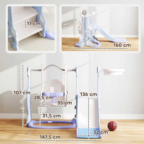 Rootz 4-in-1 Indoor Playground - Slide Set - Rocket Design - Imaginative Play - 147.5cm x 160cm x 107cm