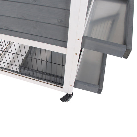 Rootz Rabbit Stable on Wheels - Rabbit Cage - Bunny Hutch - Spacious Comfort - 110cm x 50cm x 88cm