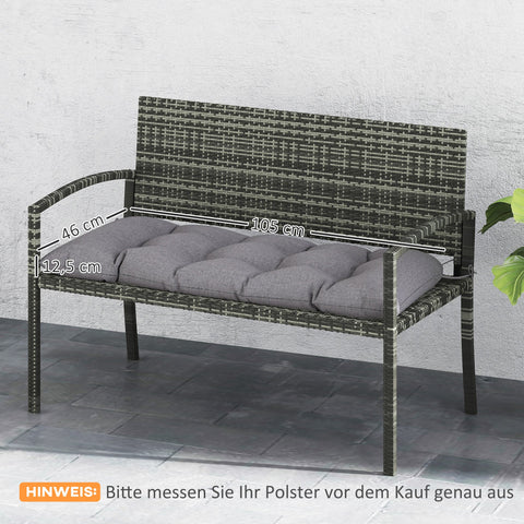 Rootz Bank Edition Seat Cushion - Outdoor Bench Cushion - Garden Lounge Pad - UPF50+ UV Protection - 105cm x 46cm x 12.5cm - Grae