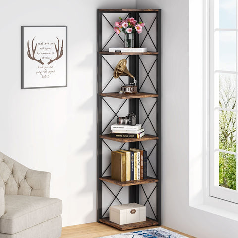 Rootz 6-Tier Storage Shelf - Organizer - Display Rack - Space-Saving Design - 32cm L x 32cm W x 180cm H