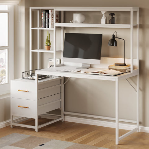 Rootz All-in-One Computer Desk - Workspace Station - Multipurpose Desk - Ample Storage - 55cm D x 140cm W x 153cm H