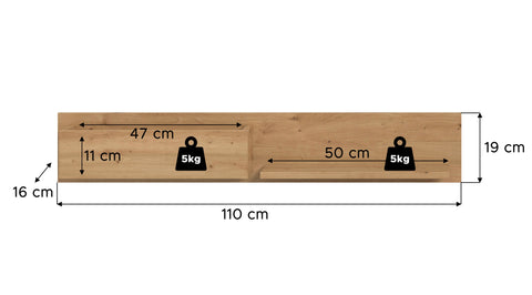Rootz Hanging Shelf - Wall Shelf - Storage Organizer - Eco-Friendly - 19x110x16 cm - Artisan Brown Imitation