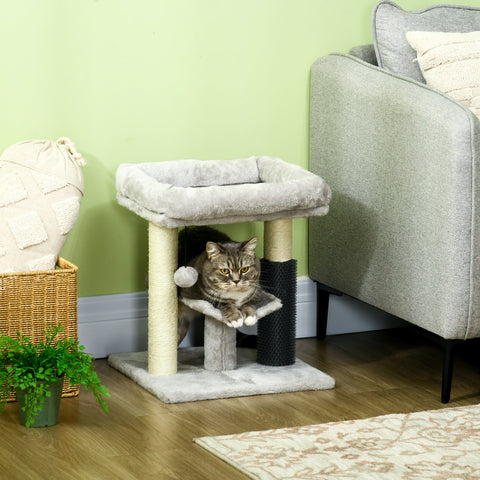 Rootz Cat Tree Scratching Post - Play Tower - Cat Activity Center - Sisal Trunk - 48cm High - Grey