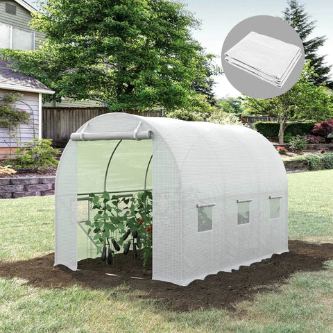Rootz Replacement Greenhouse Cover - Greenhouse Cover - Walk-in Greenhouse - Roll-up Windows - Weather Resistant - Transparent - 300cm x 200cm x 200cm