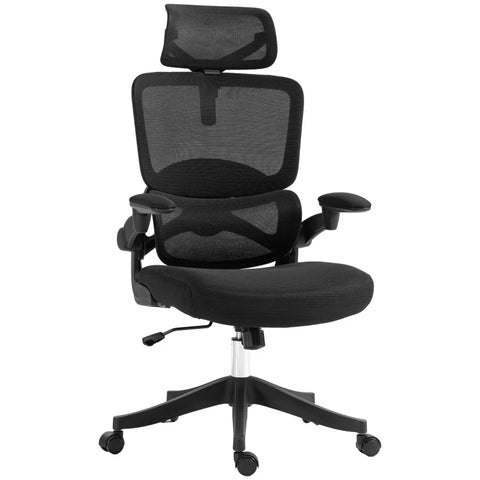 Rootz Office Chair - Computer Chair - Relaxation Chair - 1 Headrest - Folding Armrests - Black - 62cm x 58cm x 133cm