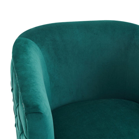 Rootz Stylish Reading Chair - Bucket Chair - Armchair - High-Density Foam Comfort - 65.27L x 64.77W x 73.66H cm - Dark Green Luxury Design