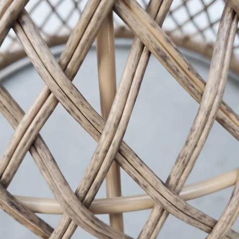 Rootz Coffee Table - Side Table - Garden Table - Boho Design - Glass Top - PE Rattan - Natural - Light Brown - 45 cm x 45 cm x 52 cm