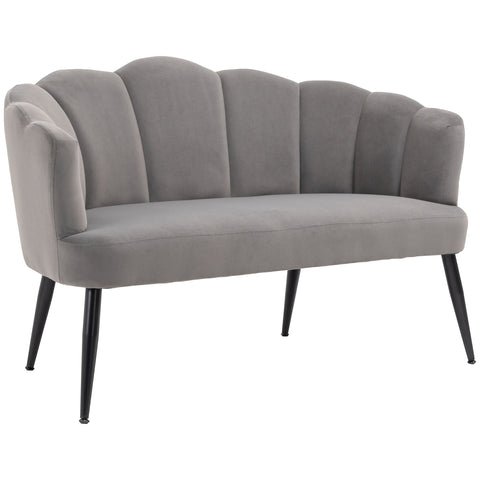 Rootz 2-Seater Sofa - Double-Sof - Two-Seater Lounge Chair - Modern Design - Supports Up to 160kg - 132cm x 66cm x 80cm - Grey