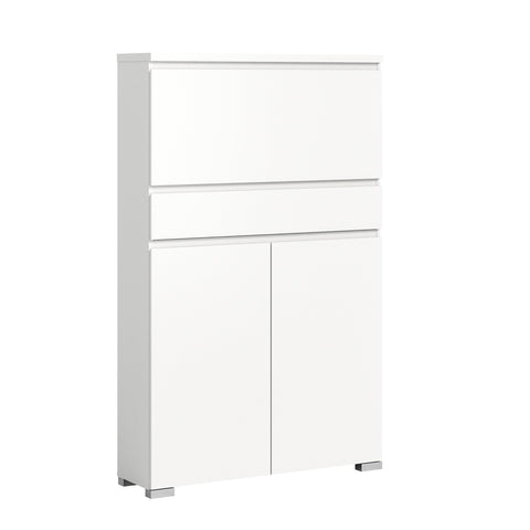 Rootz Shoe Cabinet - Entryway Organizer - Shoe Storage Solution - Wood Material - White - Approx. 95x152x27 cm