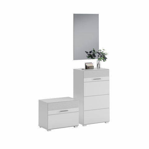 Rootz LINUS 3-Piece Hallway Furniture Set - Wardrobe Set - Coat Rack - Modern Design - 37cm x 115cm x 190cm, white