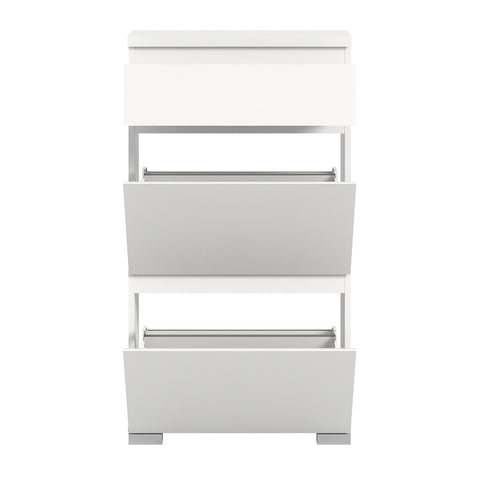 Rootz Shoe Cabinet - Wooden Shoe Organizer - Shoe Chest - White - Approx. 60cm x 109cm x 27cm - Timeless Design - System Storage - Sustainable FSC Certified Production