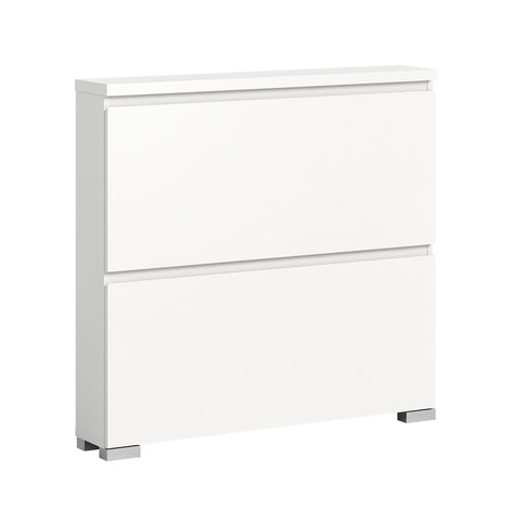 Rootz Shoe Cabinet Set - Hallway Cupboard - Shoe Tipper - Wood Material - White - 95cm x 91cm x 18cm