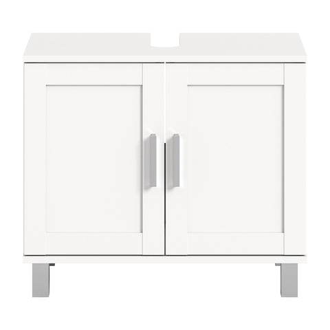 Rootz White 2 Door Bathroom Cabinet - Washbasin Cupboard - Storage Unit - Sustainable FSC Certified - Approx. 60x56x35 cm