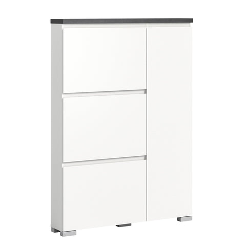 Rootz Shoe Cabinet - Shoe Chest - Shoe Storage - Wood Material - White & Industrial Gray - 95cm x 133cm x 18cm