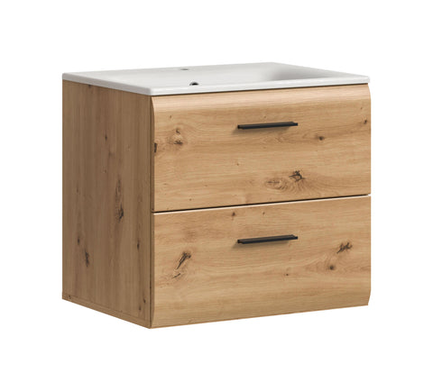 Rootz Vanity Unit with Sink - Bathroom Cabinet - Washstand - Organizes Storage - 60x55x46 cm - Brown