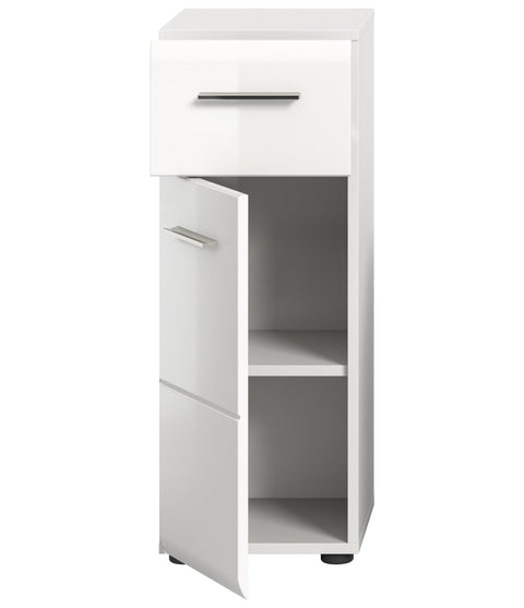 Rootz White High Gloss Standing Cabinet - Tall Cabinet - Bathroom Organizer - Modern Design - 30cm x 80cm x 30cm