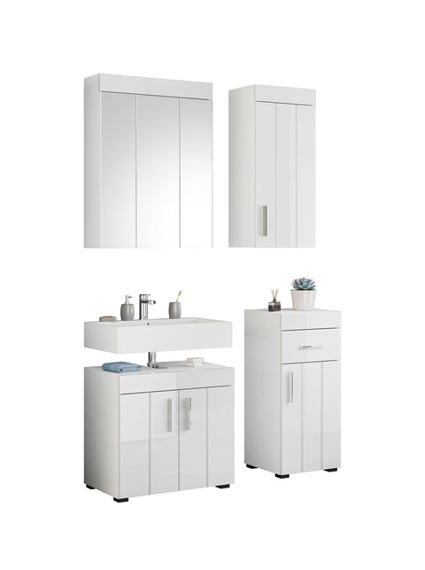 Rootz Snow Bathroom Set - Engineered Wood - White - Medium - Modern Design - Optimal Bathroom Space - FSC Certified - 35cm x 111cm