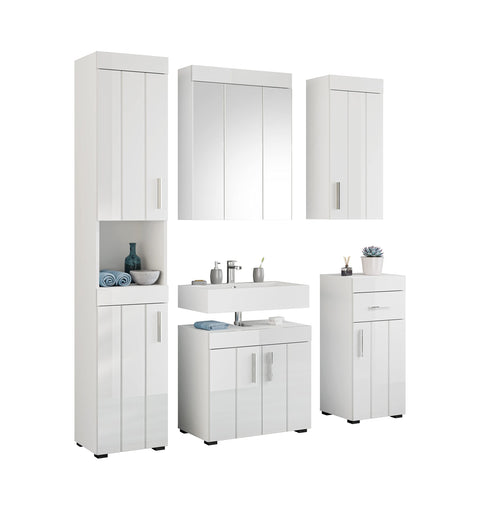 Rootz Snow Bathroom Furniture Set - Wood Material - Silver - Medium - Timeless Design - 35cm x 147cm - FSC Certified