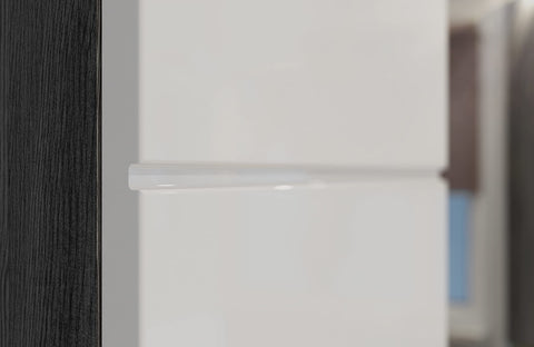 Rootz 5 Piece Bathroom Furniture Set - Modular Vanity Set - Wood Material - High-Gloss White Front - Smoke Silver Finish - FSC Certified - Dimensions: 120cm x 80cm x 45cm