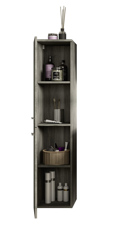 Rootz Wooden Wall Cabinet - Bathroom Cabinet - Smoke Silver - High-quality Wood - 30cm x 136cm x 31cm