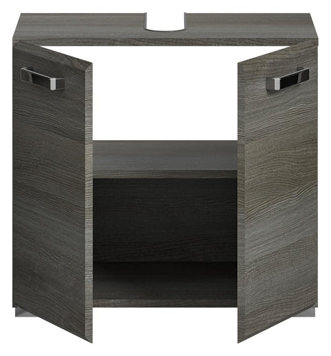 Rootz Smoked Silver Bathroom Cabinet - Vanity Cabinet - Storage Furniture - Wood Material - Silver Finish - Approx. 60cm x 55cm x 37cm