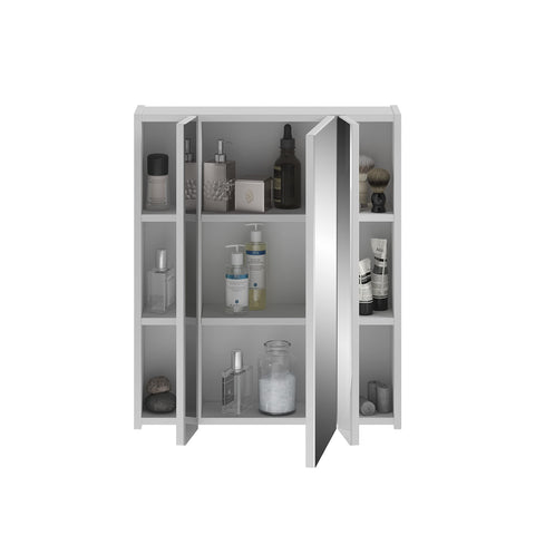Rootz Wooden Bathroom Mirror Cabinet - High-Gloss White - Wall Unit - FSC Certified - 60cm x 70cm x 18cm