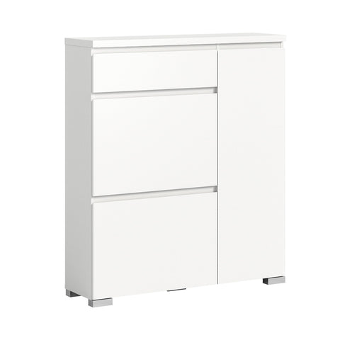 Rootz Shoe Cabinet - Wood Material - White - Systematic Shoe Storage - Approx. 95x109x27 cm - Sustainable FSC Certified Production