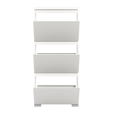 Rootz Shoe Storage Cabinet - White Shoe Organizer - Wooden Shoe Rack - Timeless Design - 60cm x 133cm x 18cm