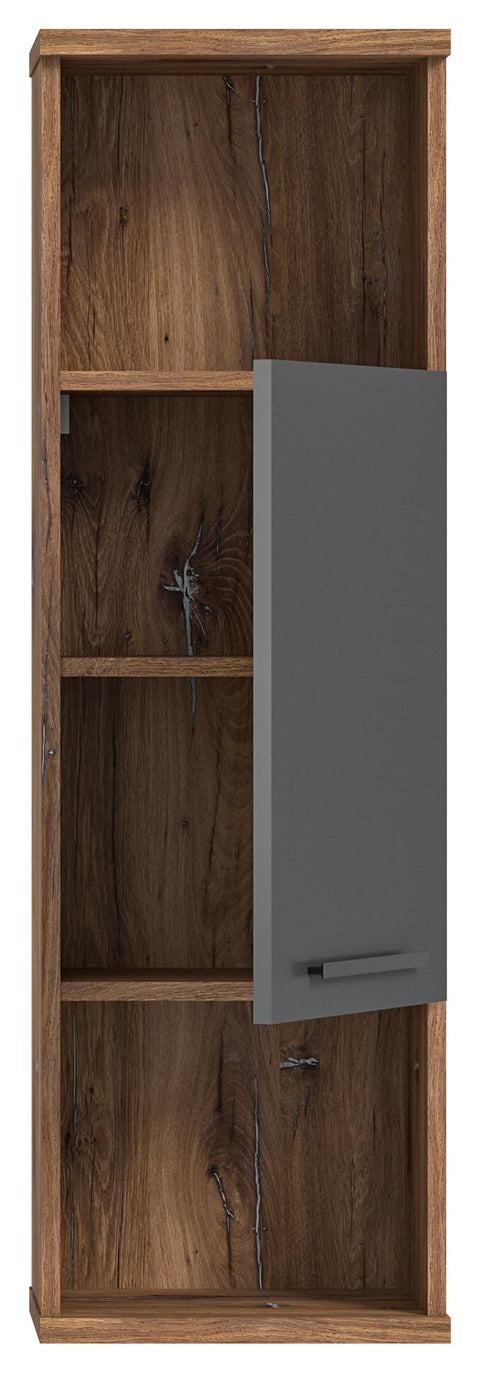 Rootz Ramon Hanging Tall Cabinet - Bathroom Cabinet - Bathroom Storage - Wood Material - Gray - Approx. 35x112x25 cm