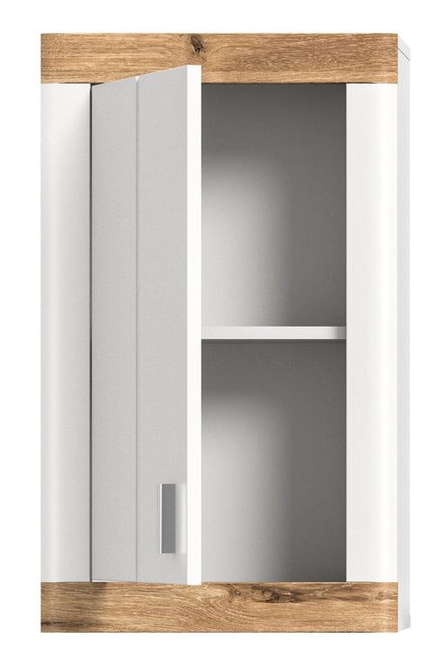 Rootz Laredo Wall Cabinet - Bathroom Furniture - Wood Material - White - System with 1 Door 1 Shelf - Approx. 45x76x20 cm