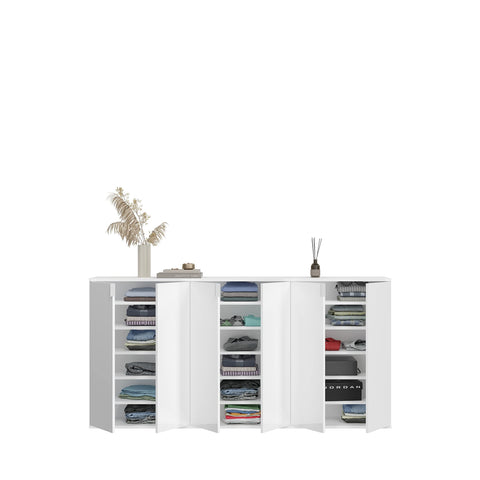 Rootz Wardrobe Organizer Set - Shoe Chest - Storage Solution - High-Gloss White - 183cm x 99cm