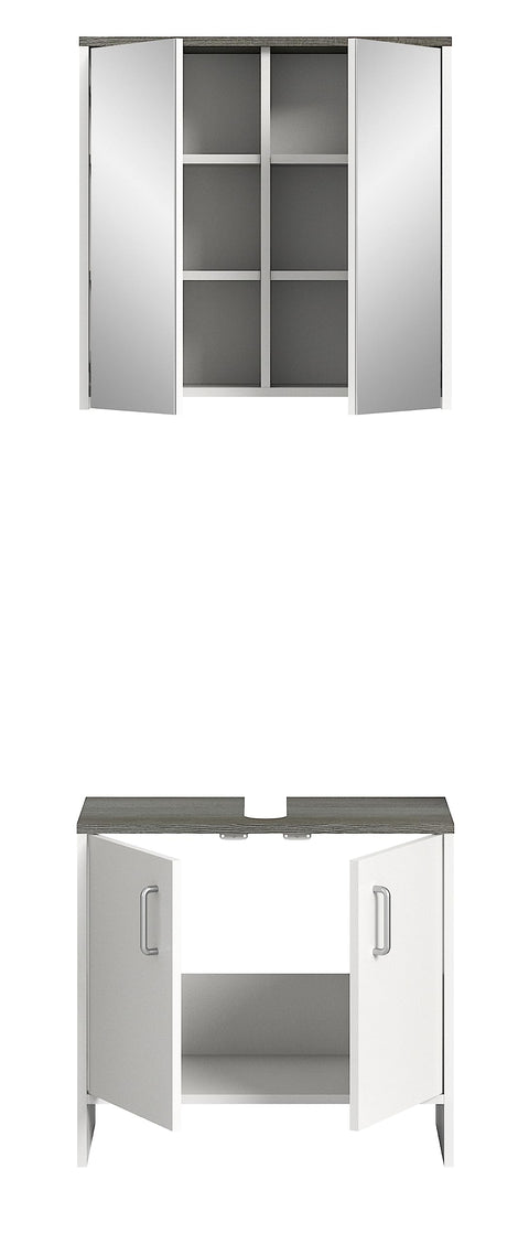 Rootz Wooden Bathroom Furniture Set - White Vanity Set - Solid Wood Material - System Los Angeles - Timeless Design - FSC Certified - 150cm x 50cm x 60cm