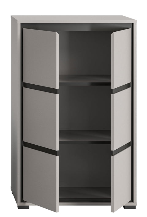 Rootz Jaru Shoe Cabinet - Gray Nb Shoe Rack - Wooden Organizer - Timeless Design - 65cm x 103cm x 37cm