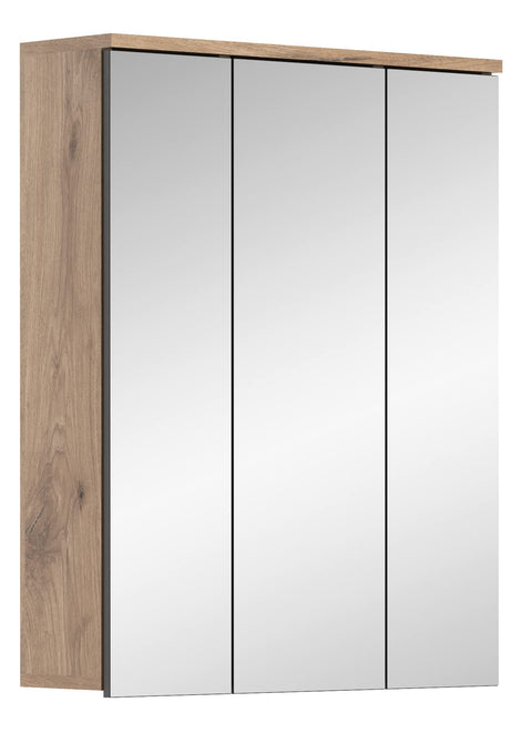 Rootz X12B8725 Bathroom Mirror Cabinet - Wooden Wall Cabinet - Walnut Look - Basalt Gray Front - Nox Oak Body - FSC Certified - 60cm x 77cm x 34cm