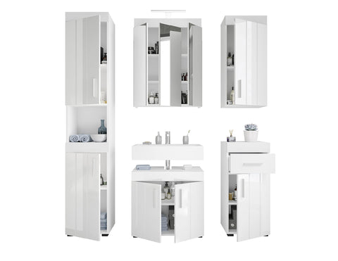 Rootz Snow 1-Shelf Bathroom Cabinet - Washbasin Cabinet - White - Wood Material - Approx. 79x60x18 cm