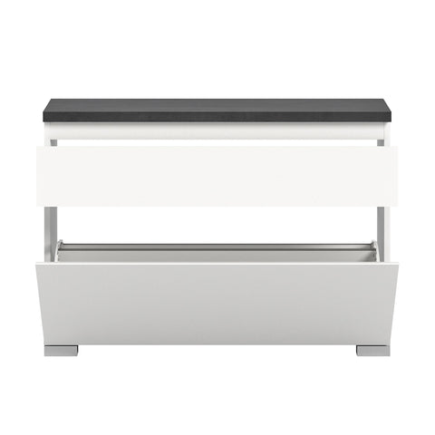 Rootz Shoe Cabinet - Wood Material Shoe Organizer - White Shoe Rack - Offset Industrial Gray Shoe Storage - Approx. 95x67x27 cm