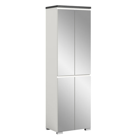 Rootz Shoe Cabinet - Wood Material - White - Offset Industrial Gray Nb - Shoe Storage with System - Approx. 60x194x40 cm